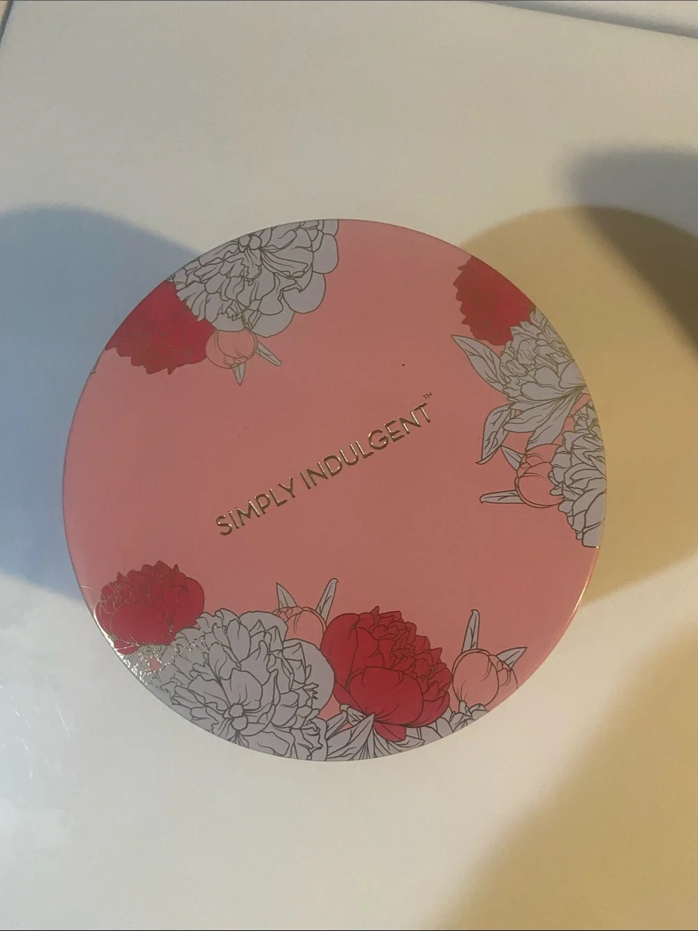 Pink Floral Decorative in Tin can SIMPLY INDULGENT 4 wick candle
